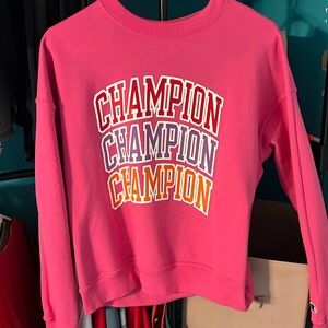pink champion sweat shirt